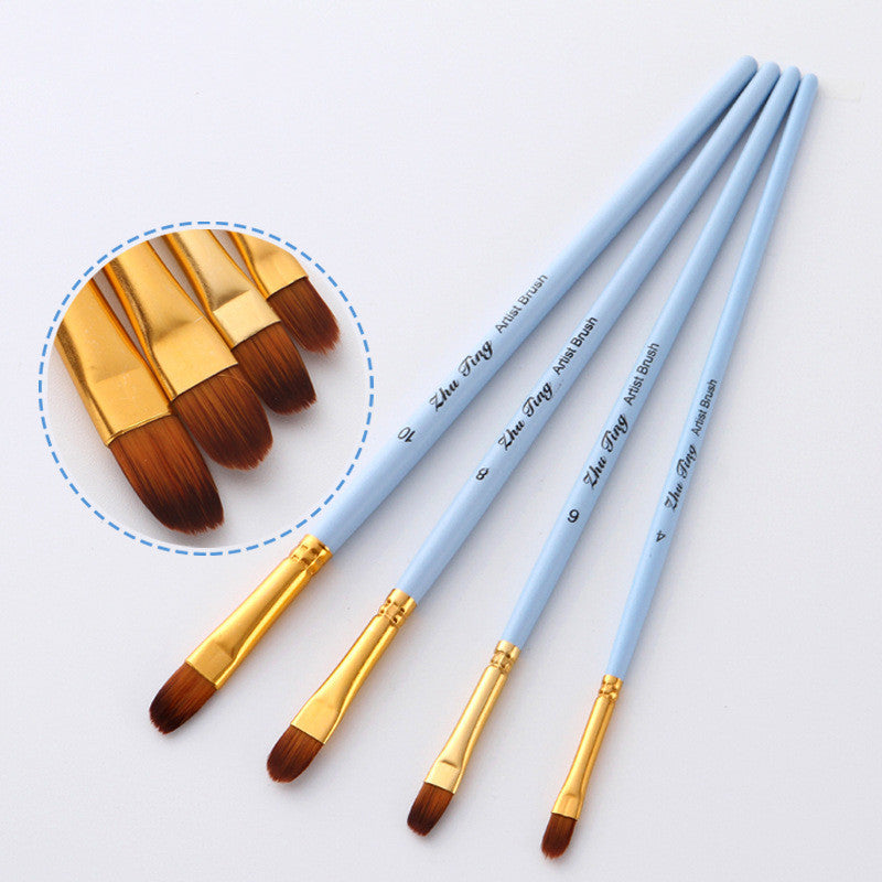 4pcs Matte Blue Wood Oil Painting Pens
