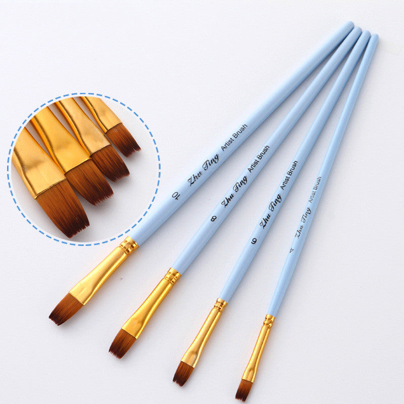 4pcs Matte Blue Wood Oil Painting Pens