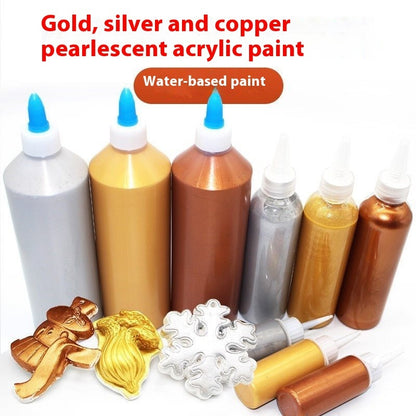 Large Bottle Metallic Acrylic Pigment Gold Silver Copper